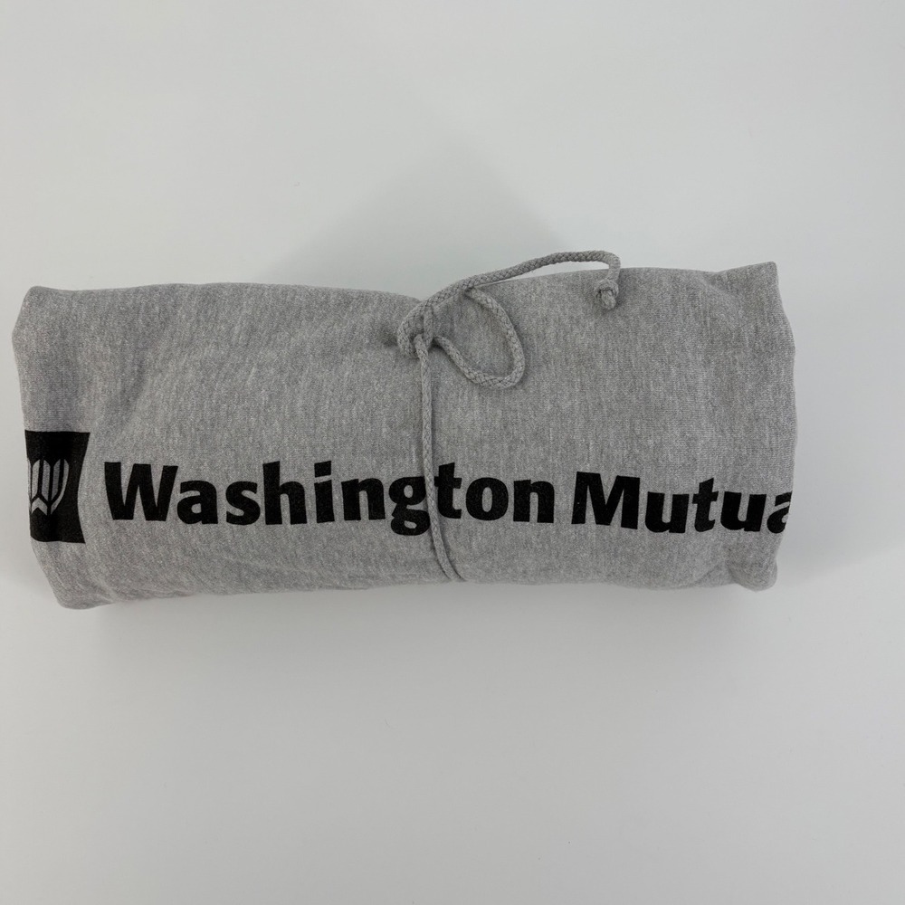 Vintage Washington Mutual‎ Fleece Stadium Blanket Gray Heather Drawstring WaMu